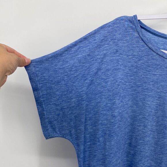 Womens Scoop Neck Short Sleeve Side Button Accent Pullover Top Tee Blue Size 2XL - Picture 3 of 7